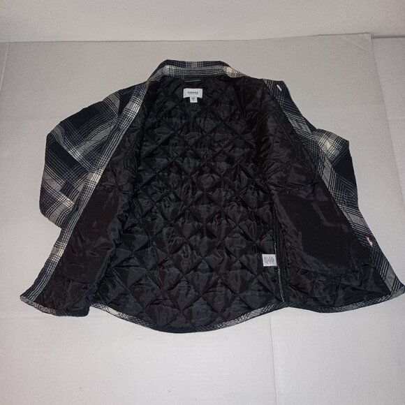 Sonoma Blue & White Plaid Quilted Shacket Boys Small Flannel Lined Shirt Jacket - Picture 6 of 15